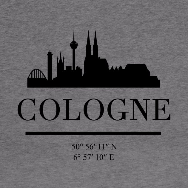 COLOGNE GERMANY BLACK SILHOUETTE SKYLINE ART by deificusArt